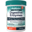 NewRhythm Digestive Enzymes 245 mg, med Probiotika og Prebiotika, Plant Based, 7 Key Enzymes, fordøjelse, Nutrient Absorption, Protease Amylase & Lipase, 60 Vegankapsler