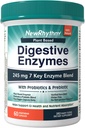 NewRhythm Digestive Enzymes 245 mg, med Probiotika og Prebiotika, Plant Based, 7 Key Enzymes, fordøjelse, Nutrient Absorption, Protease Amylase & Lipase, 60 Vegankapsler