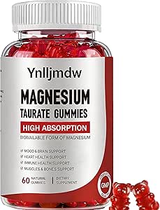 Magnesium Taurate Gummies with Magnesium Taurate, Magnesium Glycinate & Magnesium Citrate-for Heart Health, Muscles Function, Mood Support-Vegetarian, Non-GMO