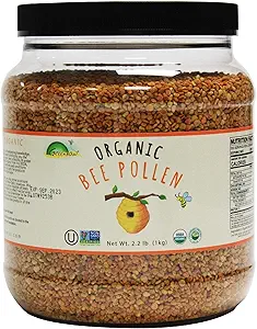 Greenbow Organic Bee Pollen - 100% USDA Certified Organic, Non-GMO, Halal, Kosher Certified, Pure & Natural Bee Pollen - Superfood pakket med proteiner, vitaminer og mineraler - Gluten Free - 1.000g