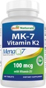 Bedste Naturals Vitamin K2 (MK7) med D3 Supplement Bone og Heart Health (5000 IE Vitamin D3 & 100 mcg Vitamin K2 MK7), 180 tabletter