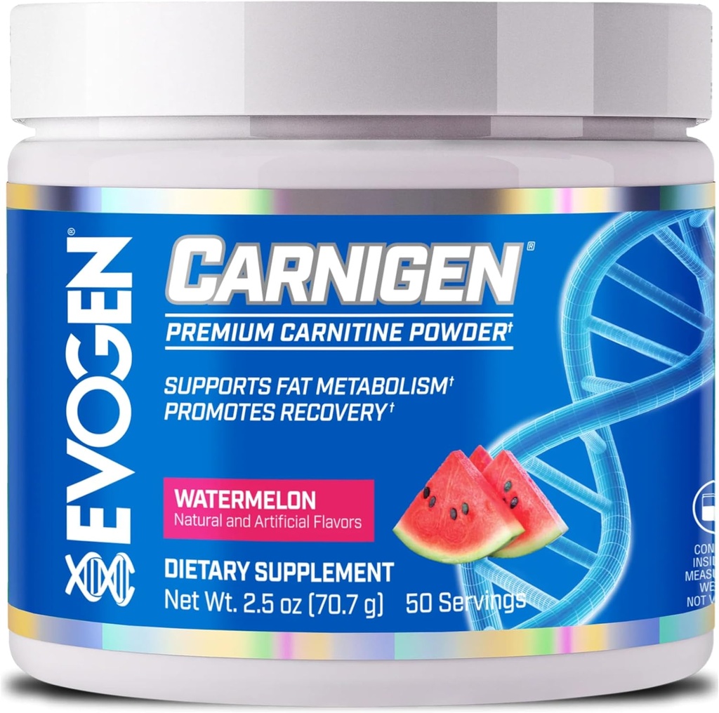 Evogen Carnigen - Premium Carnitin Powder Name 124; Understøtter Fat Metabolisme & Promoes Recovery # 124; Stimulant- Free L Carnitin Supplement Matrix med Acetyl L- Carnitin Beeg 124; Watermelon # 124; 50 Servering