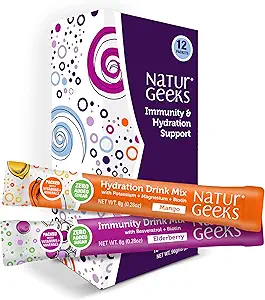 NutraGeeks Vegan Elektrolytes Powder Packets - Sukker-Gratis Elektrolyter til Instant Hydration - Hydration Powder med Elderberry & Mango Flavors - Ingen sukker, 12 Servere