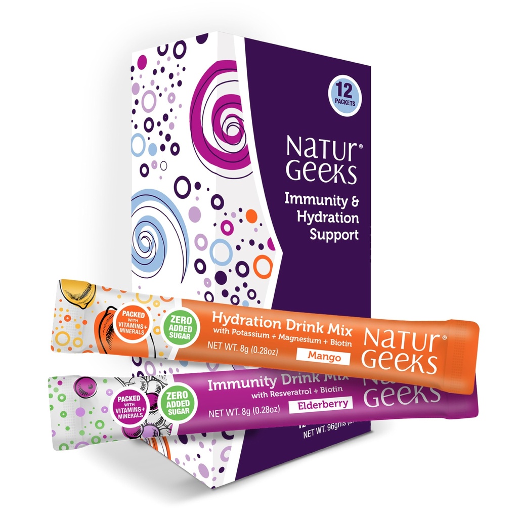 NutraGeeks Vegan Elektrolytes Powder Packets - Sukker-Gratis Elektrolyter til Instant Hydration - Hydration Powder med Elderberry & Mango Flavors - Ingen sukker, 12 Servere