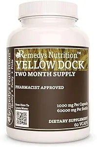 Remedy 's nutrition Yellow Dock Root Dex124; 1000 mg, 60 Vegan Capsules Herbal Kosttilskud