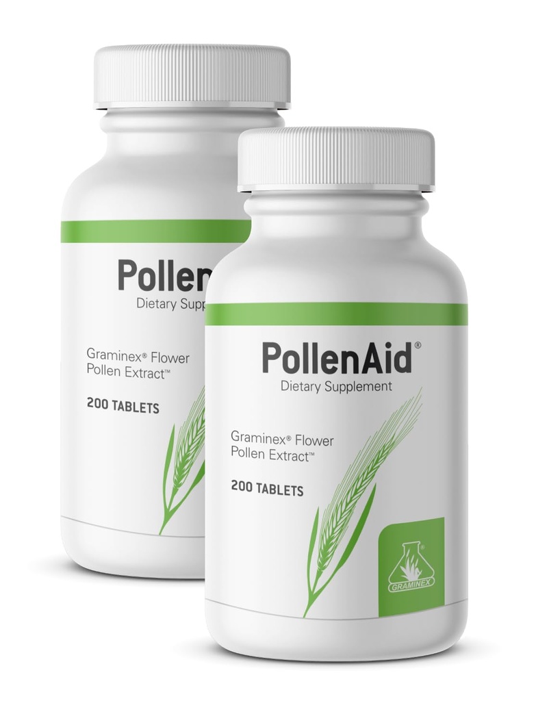 Graminex PollenAid Prostata Supplement: All Natural Prostate Support for Brege Control & Urinary Tract Health, Rye Pollen Extract Made in USA, 200 tabletter (pakke af 2)
