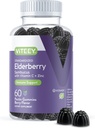 Viteey Sambucus Elderberry Gummies for voksne - Elderberry Vitamin C og Zink Immunity Gummies - Vegan, Gluten- Free - 60 Greve