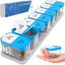 Ekstra stor ugentlig pille Organizer - XL Daily Pill Box - 7 dag Am Pm Pil sag Jumbo Pill Container til kosttilskud Big Pill Holder to gange om dagen overdimensioneret (blå / hvid)