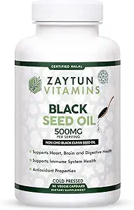 Halal Black Seed Oil, Understøtter hjerte, hjerne og immunforsvar, Natural Antioxidant, Non- GMO, Cold- Pressed, 90 Veggie Capsules, Made in USA - Halal Vitaminer