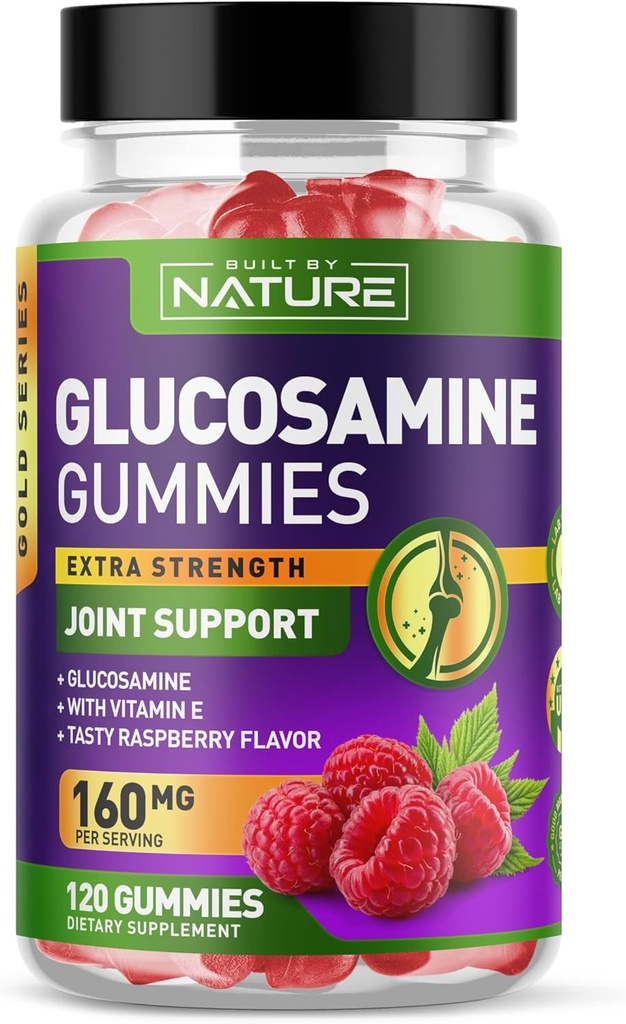 Glucosamin Gummies med E-vitamin - Advanced Joint Support Gummy Supplement, High Potency Antioxidant, Comfort for Back, Knies, Hands - 120 Gummies