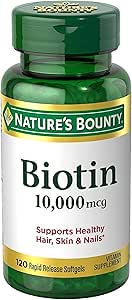Nature 's Bounty Biotin 10, 000 Mcg, Rapid Release Softels 120 Ea (pakke med 2)