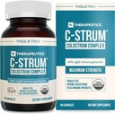 C- Strum ® Organic Bovine Colostrum Supplement, 60% igG, First Malking, Grass Fed, Max Strength Colostrum Kapsler fra tyske mælkekøer - Gut, Immunitet, Skin & Hår Support (90 tæller)