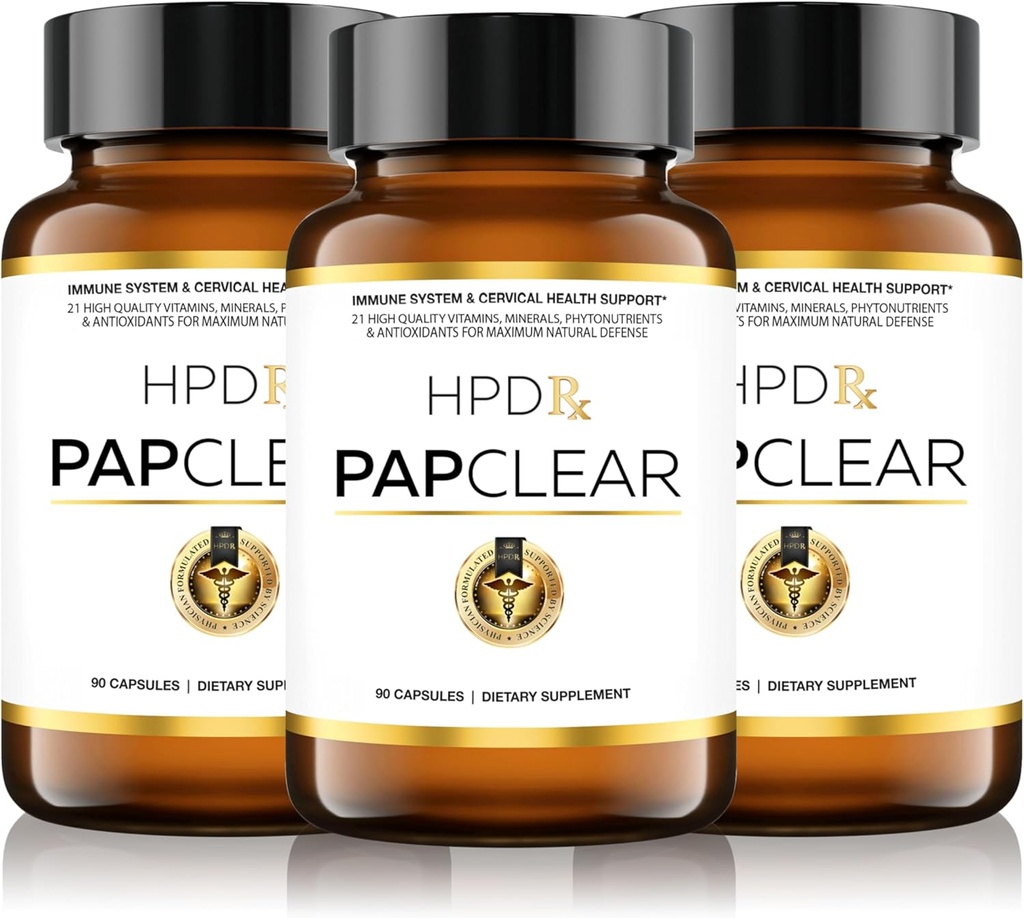 PAPCLEAR Physician Formulated Medical 124; All Natural immunsupport Supplement 124; Advanced Powerful Immunity Booster Medical 124; 21 Vitamin & Nutrienter med Organic Shiitake Mushroom & Lycopene Medical 124; 90 Kapsler Medical 124; Pack of 3