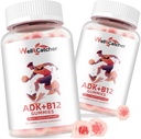 Vitamin ADK + B12 Gummies Kosttilskud: Vitamin D3 K2 (MK - 7) med B12 for mænd kvinder Chewable Vegan Multivitamin Support Bone Brain immun Skin Eye Heart Sugar Free Raspberry Flavored 2 Pakker
