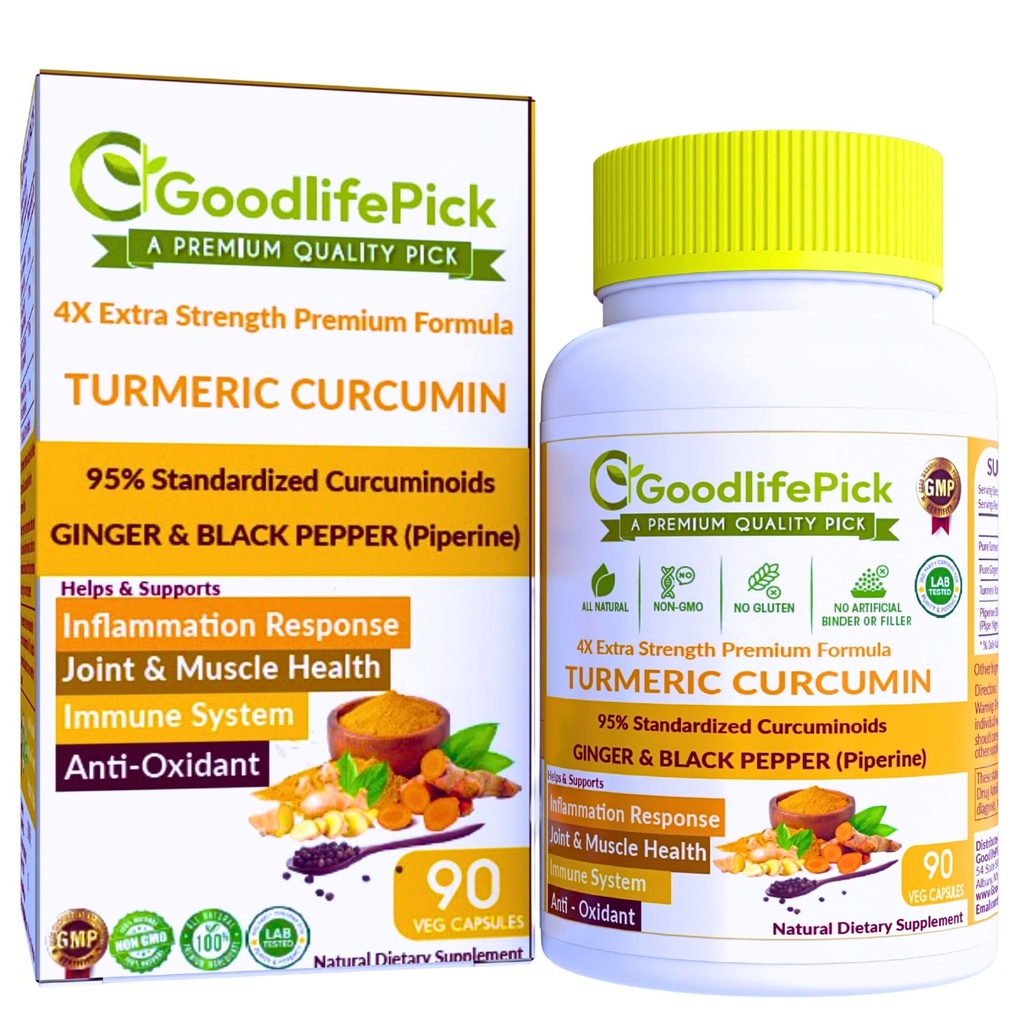 Premium gurkemeje kapsler med ingefær og sort peber. Gurkemeje Supplement fra gurkemeje 95% Curcuminoider & Gingerrod AllNatural NonGMO NO Ris Pulver NO Stearate NO Silica NO Gluten 90ct