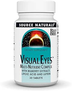 Kilde Naturals Visual Eyes Dietary Supplement - Multi- Nutrient Complex med Bilberry Extract, Lipoic Acid og Lutein - 30 tabletter