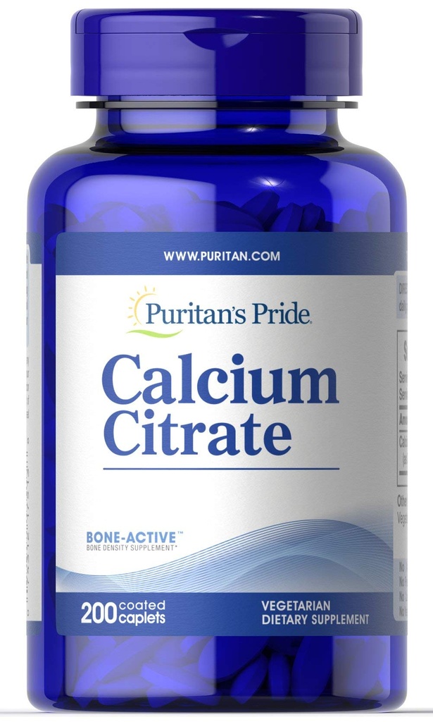 Puritans Pride Calcium Citrate 200 Mg, 200 Greve