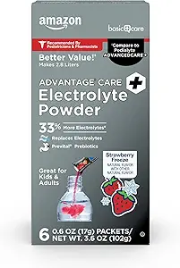   Basic Care Advantage Care Electrolyte Powder Packets for Rehydration, Strawberry Freeze, 3.60 Ounce (Pack of 1)