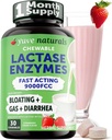 Yuve Natural Fast Actioning Dairy Relief Delicious Chewables - Lactase Enzyme 9000 FCC - Sig farvel til mælk discomfort fra laktose intolerance - Strawberry Cream Flavor - 30ct