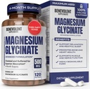 Magnesium Glycinat 500 mg - Chelated & Buffered High Absorption Magnesium supplement til støtte stress Relief, fordøjelse, ben, søvn, nerver og muskelsundhed - Lavet i USA - 120 Veganske kapsler