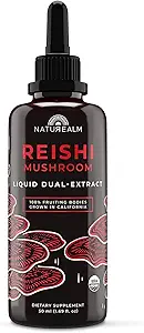 Natuarige Reishi Mushroom Liquid Tincture Supplement - fremmer Calmness, immunstøtte og sovestøtte, Vegan, Non- GMO - Organic Fruiting Bodies, 1 Måned Supply