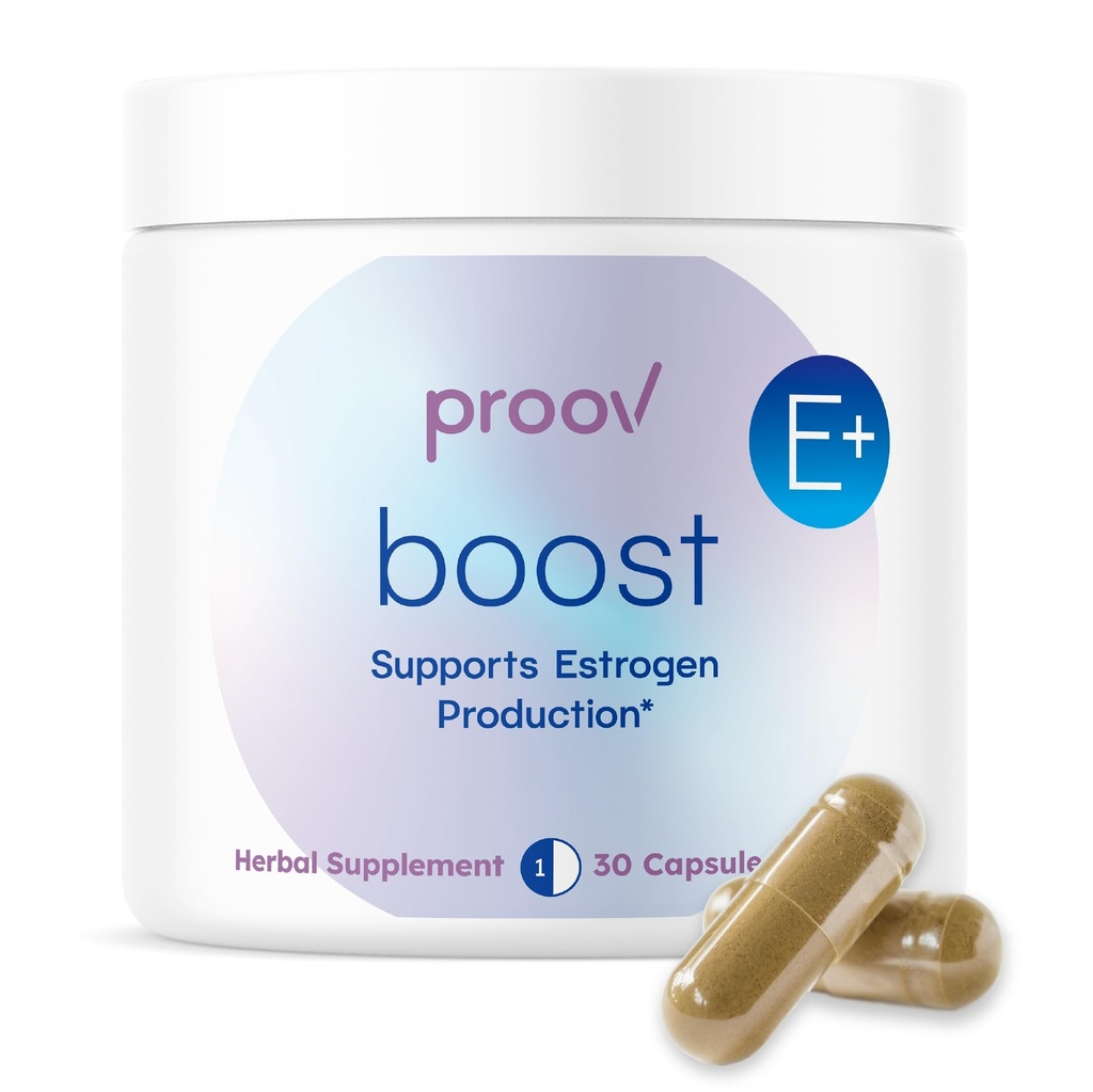 Proov - Boost supplement til kvinder - fremmer østrogen produktion - Fertilitet & Menopausal støtte til kvinder - Hormonal Balance - Aften Primrose Oil Red Clover, Dong Quai, Black Cohosh - 30 kapsler