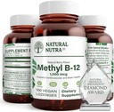 Natural Nutra Vegan Methyl B12 1000mcg, Heart Health and Energy Booster Supplement, Gluten Free, Support Energy Transformation, Forbedre immunrespons, Hjælp Brain Funktion, 100 Vegan Lozenges