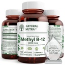 Natural Nutra Vegan Methyl B12 1000mcg, Heart Health and Energy Booster Supplement, Gluten Free, Support Energy Transformation, Forbedre immunrespons, Hjælp Brain Funktion, 100 Vegan Lozenges
