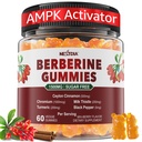 Berberine Gummies 1500mg Sugar Free, Organic Berberine Supplement w / Ceylon Cinnamon, Chrom, Gurkemeje, Milk Thistle for Metabolisme Balanceret, Berberine HCl fra indisk bær ekstrakt, Vegan 60 Cts