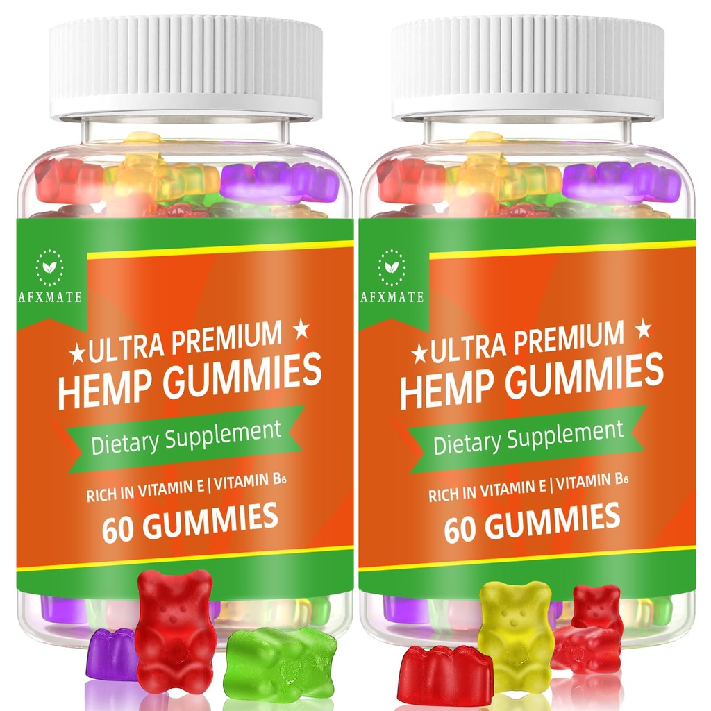 (2 Pack) Hamp Gummies, Fruity Edibles Gummy Advanced 100% Natural High Potency Hamp Seed Extract Gummies - 120 Gummies