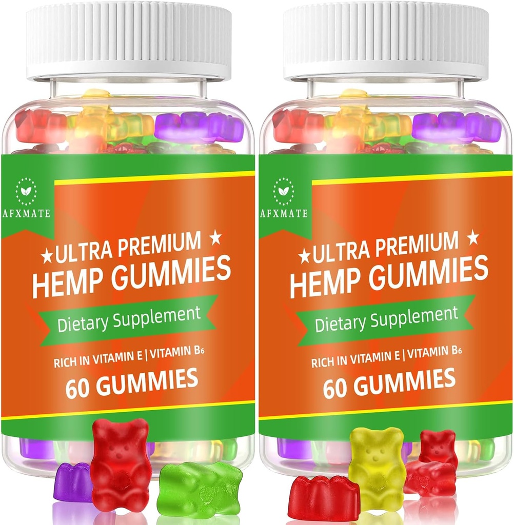 (2 Pack) Hamp Gummies, Fruity Edibles Gummy Advanced 100% Natural High Potency Hamp Seed Extract Gummies - 120 Gummies