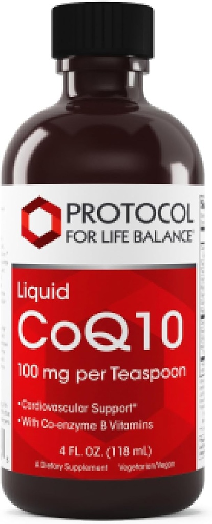 PROTOKOL FOR LIV BALANCE Liquid CoQ10 - for hjerte sundhed - antioxidanter Ernæringstilskud - med vitamin B6 & B12 - NAD & D-Ribose - energiproduktion - 4 fl oz