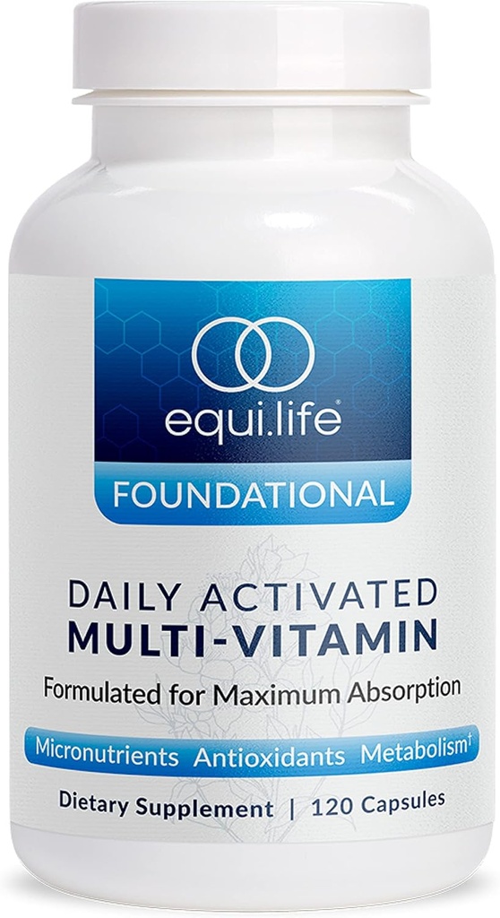 Equilife Daglig Aktiveret Multivitamin, 21 essentielle næringsstoffer med B kompleks, Antioxidant Formel for samlet wellness, Glutenfri, Non- GMO, 120 kapsler