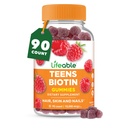 Lifeable Teens Biotin 10000mcg Gummies against 124; vitamin B7-124; Vegan Biotin Supplement # 124; Great Tasting Biotin Gummies for hårvækst, sund hud og negle # 124; Biotin Vitaminer for Teens # 124; 90 Gummies