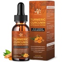 (2 Pack) Økologisk gurkemeje Curcumin tillæg med sort peber og ingefær - flydende gurkemeje ekstrakt dråber (med kanel, Rosemary) - Mobilitet og fleksibilitet støtte og fordøjelsessundhed - 1 Fl Oz