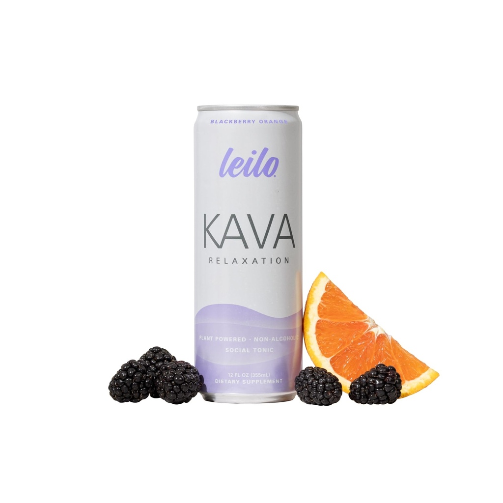 LETO - 124; Kava drevet Sparkling Afslapning Drink - 124; BlackBerry Orange 12- Pack - Non- ALC Calming Beverage - 124; 12 fl oz Cans (Pack af 12)