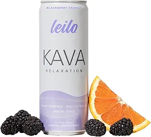 LETO - 124; Kava drevet Sparkling Afslapning Drink - 124; BlackBerry Orange 12- Pack - Non- ALC Calming Beverage - 124; 12 fl oz Cans (Pack af 12)