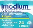 Imodium A- D Fast- Actioning Anti- Diarrheal Softels, Loperamid HCl 2 mg, Travel Essential Diarré Relief Medicin for voksne, 24 Greve, Anti Diarré piller, alder 12 +, Let at synke