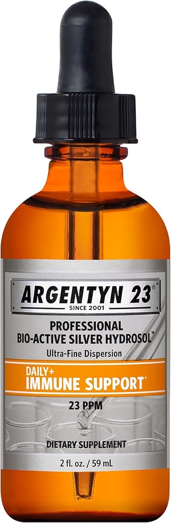 Argentyn 23 Professional Immune Support - Colloidal Silver, Bio-Active Silver Hydrosol, 23 ppm, Liquid Dropper, 2 Fl Oz (59 mL)