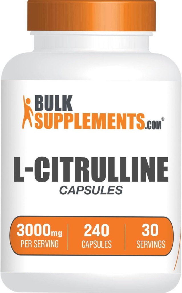 BulkSupplements.com L- Citrullin- kapsler - Citrullin- tillæg, L- Citrullin 3000mg Kapsler - Citrullin- piller, Gluten Free - 8 Kapsler pr servering, 240 Kapsler (pakning med 1)
