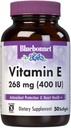 Bluebonnet Nutrition Vitamin E 400 IE (268 mg) Blandede tocopheroler Softels, Free Radical Portection & Cardiovaskulær Support, Gluten- Free, Dairy- Free, 50 Softgels, 50 Servere