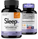 Sandhu 's Sleep 60 Kapsler -Non- Habit Danning 5- in-1 Sleep Aid Supplement med Melatonin, Magnesium, GABA, L- Theanin & 5- HTP