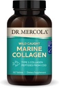 Dr. Mercola Wild fanget Marine Collagen, 30 Servere (90 tabletter), Type I Collagen Peptider, Kosttilskud, fremmer ungdommelig udseende, ikke-GMO, MSC Certificeret