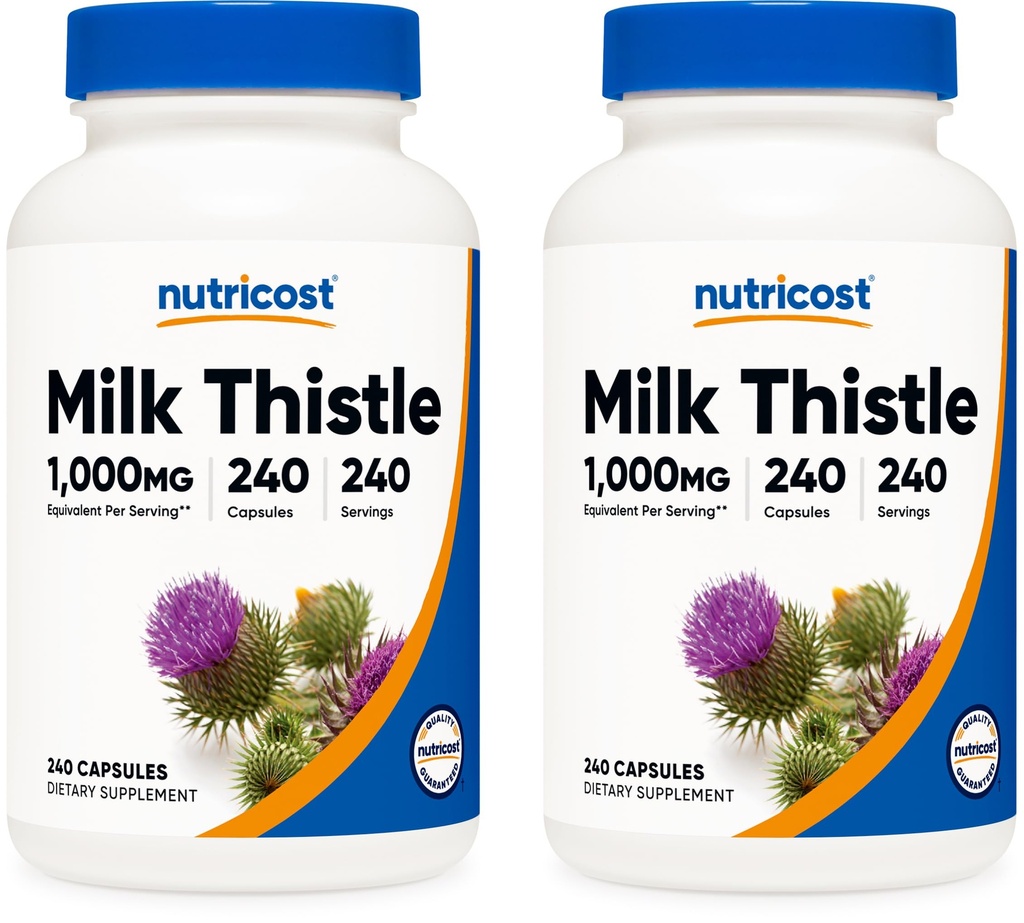 Nutricost Milk Thistle 1.000mg Tilsvarende, 240 Kapsler (2 Pack) - 250 mg af 4: 1 Extract - Vegan, Non- GMO og Gluten Free