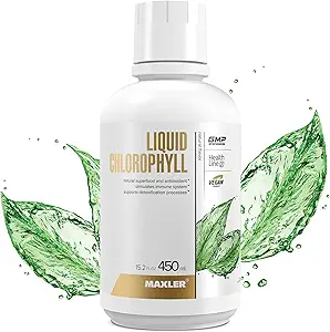 Maxler Chlorophyll Flydende Natural Flavor - Intern Deodorant for Body Odor & Bad Breath Supplement - Vegan Liquid Chlorophyll - 132 mg Chlorophyllin per 1 Servering (15 Servering) - 15,2 fl oz