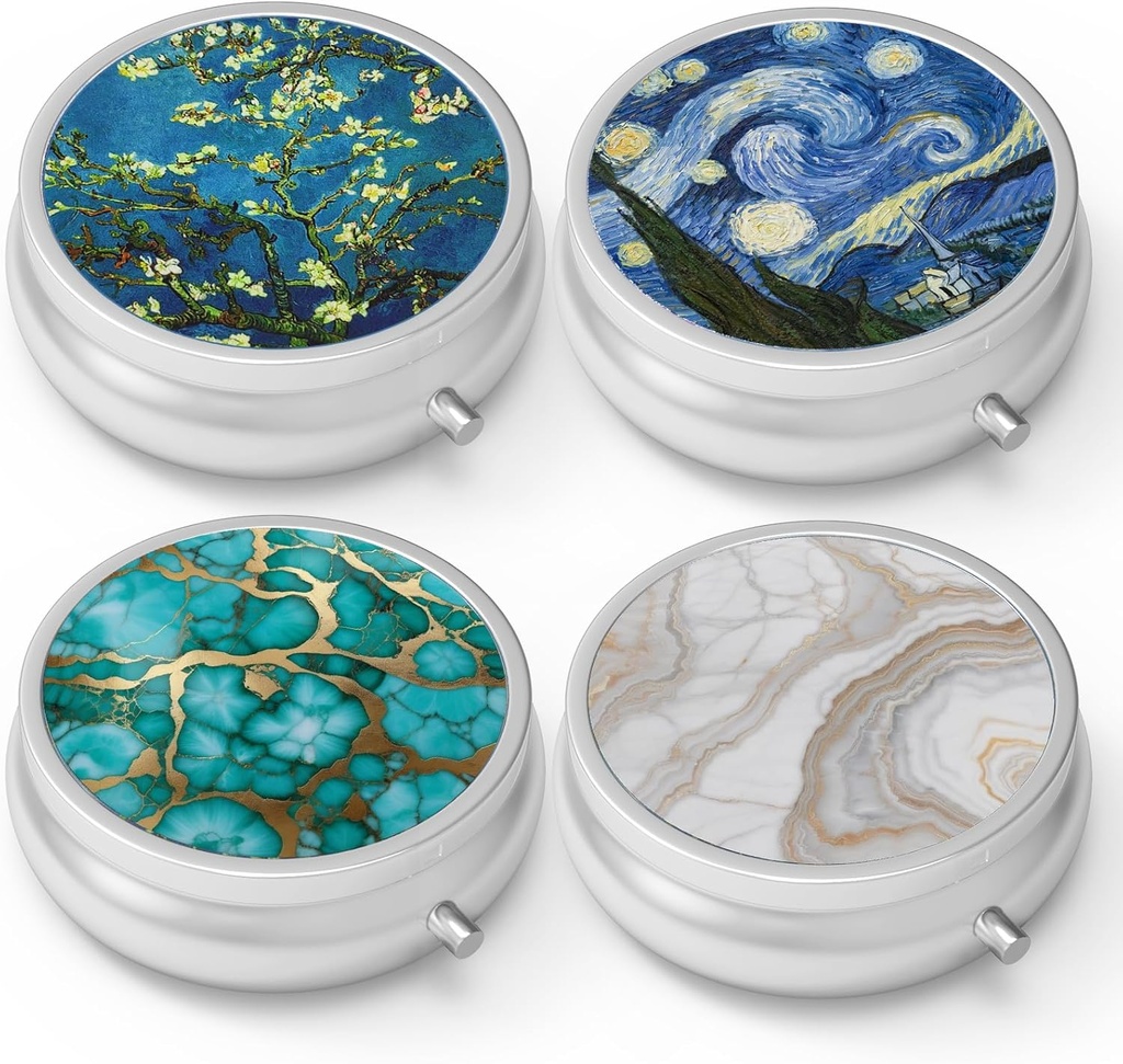 Pill Box 3 Segment Lille Pill Case, Portable for Pocket eller Purse Pill Organizer Pill Container Holder til at holde vitaminer, medicin, fiskeolie og kosttilskud (4PCS)