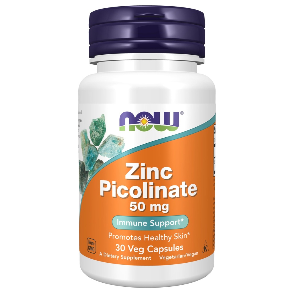 Now Foods Supplements, Zink Picolinate 50 mg, Understøtter enzymer funktioner *, immunforsvar *, 30 Veg kapsler