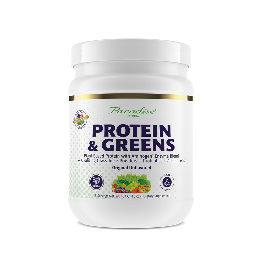 Paradise Urter ORAC Energy Protein & Green Powder, Antioxidant Power of 24 Servere af frugter & grøntsager i 1 Scoop + 20g Protein, Unflavored, 15 Servere