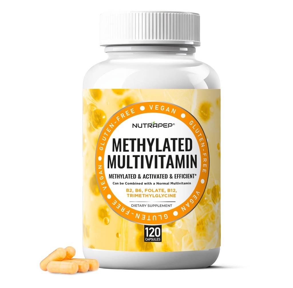 Methyleret multivitamin til mænd Kvinder - 5-MTHF Riboflavin vitamin B2 B6 B12 B kompleks trimethylglycin methylfolat L methylfolat kapsler supplement