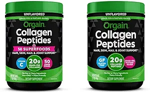 Orgain Hydrolyzed Collagen Powder + 50 Organic Superfoods, 20g Grass Fed Collagen Peptider & Hydrolyzed Collagen Peptider Powder, 20g Grass Fed Collagen - Hår, Hud, Nail & fælles